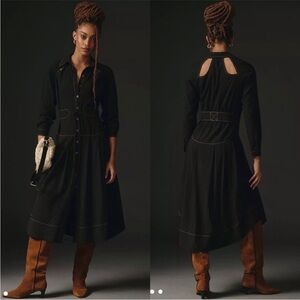 Anthropologie Black Long Sleeve Dress